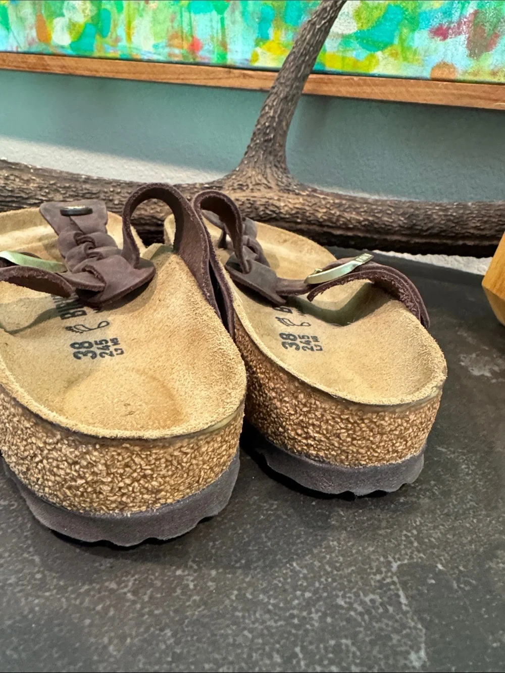 Birkenstock Brown Braided Toe-Post Sandals